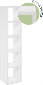 Furinno Cubicle Book Shelf, Vertical 5-Cube Bookshelf, Extra Thick Frame Horizontally & Vertically Reversible Bookcase with O