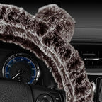 BDK Bear Fur Steering Wheel Cover, Plush Faux Fur Fuzzy Steering Cover for Car Truck Van SUV, Standard Size Fits Wheels 14.5-