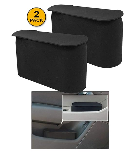 JAVOedge (2 Pack Black Small Car Trash Can with Lid, Flexible Material, Fits in Most Side Doors