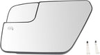 TRQ Left Driver Side Mirror Glass Heated Convex Snap On Compatible with 2021 2022 2023 Ford F-150 FO1324204