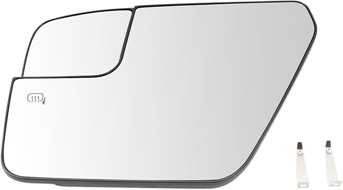 TRQ Left Driver Side Mirror Glass Heated Convex Snap On Compatible with 2021 2022 2023 Ford F-150 FO1324204