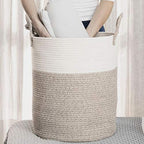 OrganiHaus Large Brown Woven Laundry Basket w/Handles 52L, Rope Dirty Clothes Hamper, Blanket Basket for Living Room, Baby La