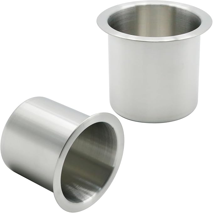 Anxingo 2 Pcs Stainless Steel Cup Holder, Silver Poker Table Drink Holder, Drop-in Cup Drink Holder for Yacht Boats RV Cars a