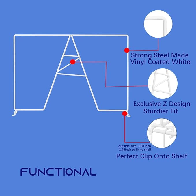 Wire Shelf Dividers - White Closet Organization & Storage Organizer - No Tool Shelf Divider for Wire Shelves - Metal Shelf Ac