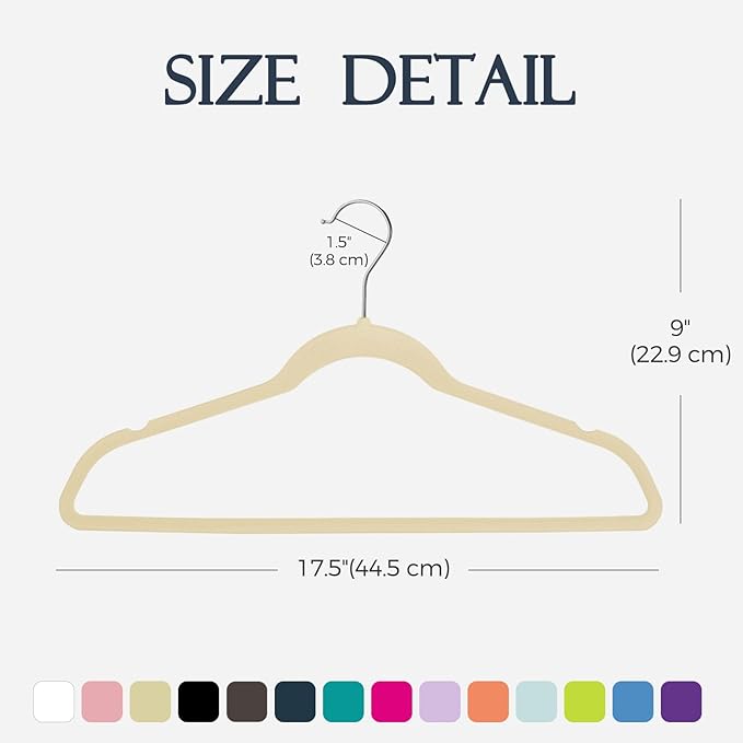 HOUSE DAY Beige Velvet Hangers 20 Pack, Non Slip Clothes Felt Hanger Heavy Duty for Coat, Premium Slim Space Saving Suit Hang