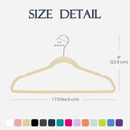 HOUSE DAY Beige Velvet Hangers 60 Pack, Non Slip Clothes Felt Hanger Heavy Duty for Coat, Premium Slim Space Saving Suit Hang