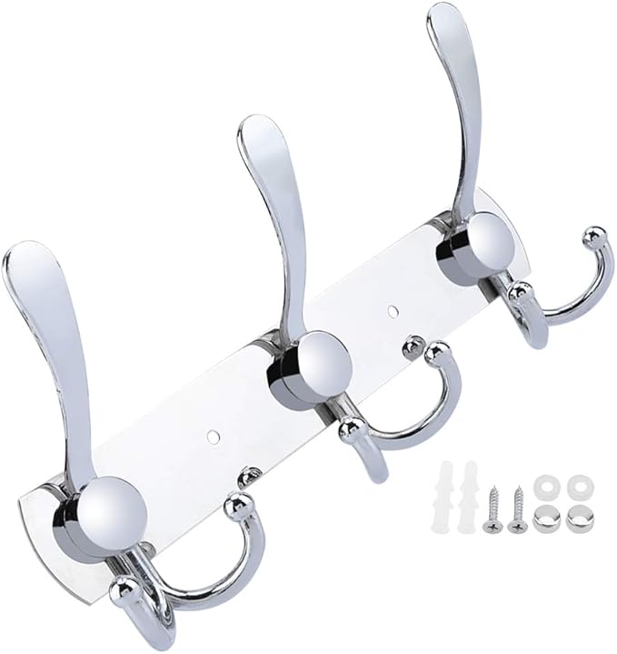 Stainless Steel Wall Hooks for Clothes, Multifunctional Towel Hat Rack Organizer, Wall Mounted Coat Rack Durable Hangers for 