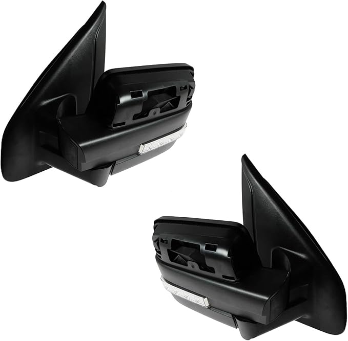 TRQ 6 Piece Driver and Passenger Side Mirror Assembly Set Electric Adjustment Heated Memory LED Turn Signal Black & Chrome Co