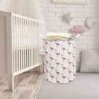 CLOCOR Large Pink Flamingo Laundry Hamper, Baby Girl Laundry Basket,Kids Toy Storage Bins,Nursery Decor,Bedroom,Bathroom,Gift