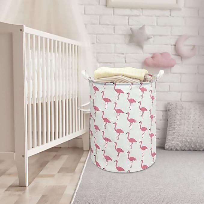 CLOCOR Large Pink Flamingo Laundry Hamper, Baby Girl Laundry Basket,Kids Toy Storage Bins,Nursery Decor,Bedroom,Bathroom,Gift