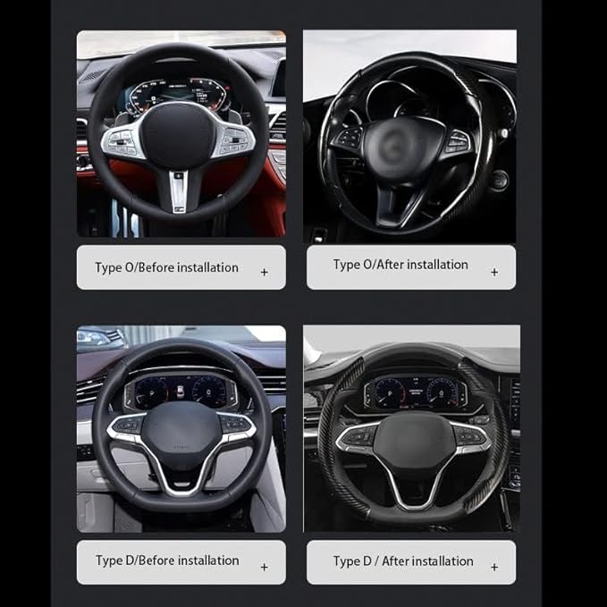 fCar Steering Wheel Cover Fusion Carbon Fiber Premium Leather Non-Slip, Breathable, Trendy Accessories with Car Logo,for Be Accessories (Old)