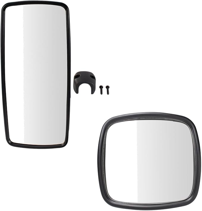 TRQ Driver and Passenger Side Mirror Assembly Set Manual Chrome Smooth Compatible with 2002-2006 Freightliner M2 100 2002-201