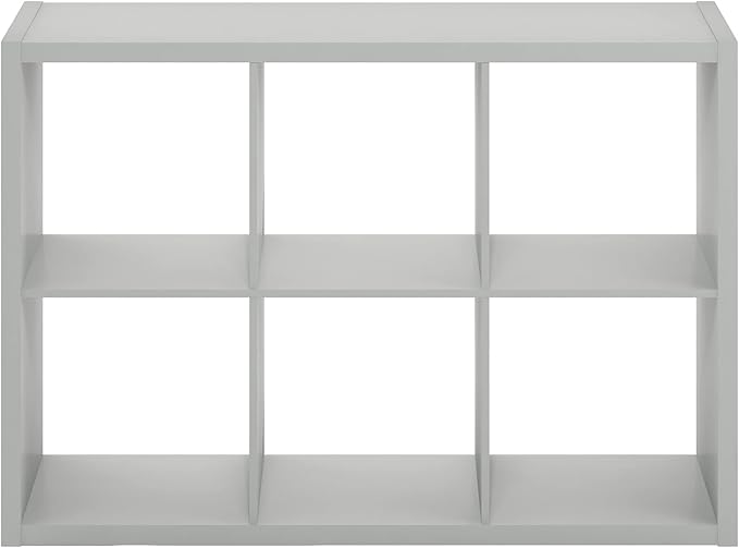 Furinno CUBICLE Book Shelf, 6-Cube Bookshelf, Extra Thick Frame Horizontally & Vertically Reversible Bookcase with Open Back,