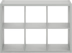 Furinno CUBICLE Book Shelf, 6-Cube Bookshelf, Extra Thick Frame Horizontally & Vertically Reversible Bookcase with Open Back,