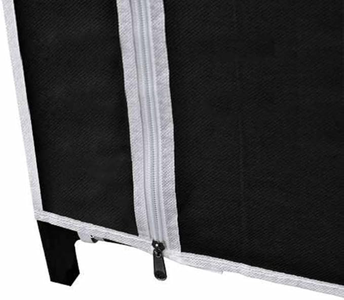 vidaXL Folding Wardrobe Black Fleece Fabric Cover and Steel Tube Frame