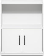 Furinno Gruen Book Shelf, 2-Tier Small Bookshelf, Bookcase with Open Shelf and Doors Storage Cabinet, 9.3 x 21.8 x 27, for Or