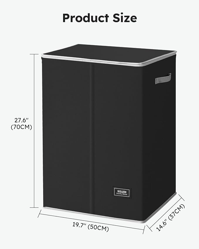 SOLEDI Laundry Hamper with Lid 130L Large & Tall Collapsible Laundry Basket, Clothes Hamper with Bag Removable Easy to Carry,