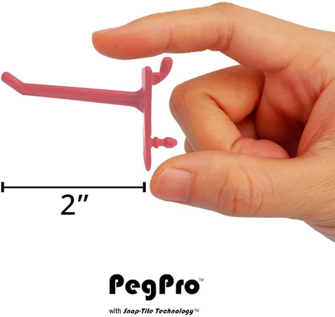 PegPro™ 2" Straight Hooks for 1/4" Pegboards - Secure Plastic Hooks for Your Wall Organizer - for Craft Storage, Garage, Kitc