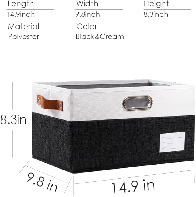 PRANDOM Foldable Storage Bins with Handles [3-Pack] Fabric Collapsible Storage Boxes Baskets Cubes Containers with Handles fo