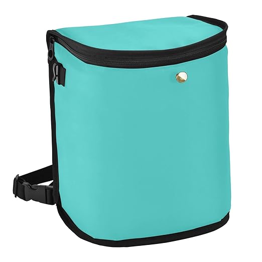 linqin Teal Car Trash Can with Lid Leak Proof Car Trash Bag Polyester Car Garbage Can, Multipurpose Trash Bin Hanging for Minivan SUV Truck