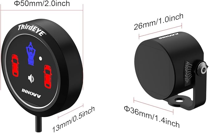 INNOVV ThirdEYE Motorcycle Blind Spot System with Voice and Indicators Alert, Waterproof Moto Assistant System, Detect Hazard