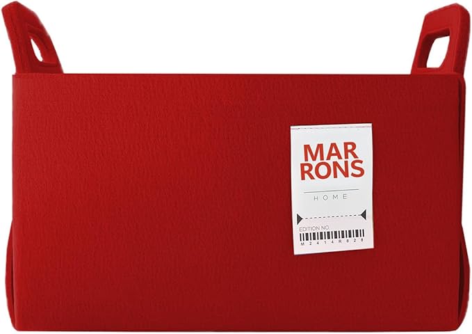 Collapsible Felt RED Storage Bin Medium 11"x7.1"x7.1" – Foldable Basket with Handles for Closet, Toy Storage, Laundry Room Or