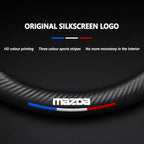 Customized Steering Wheel Cover Compatible with Mazda, Nappa Leather & Carbon Fiber Design Car Steering Wheel Cover, with Coasters and 3-in-1 USB Fast Charging Cable (Black)