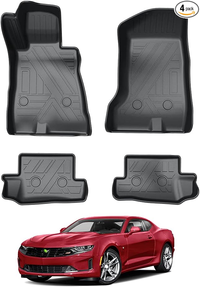 KUST Floor Mats for 2016-2024 Chevy Camaro, All Weather Floor Liners for Chevrolet Camaro Accessories Front and Rear Car Mats