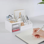 Angoily White Makeup Organizer Large Desk Organizers and Storage Rotating Cosmetic Storage Box Space-Saving