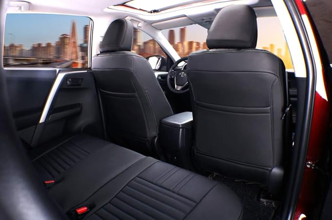 EKR Rav4 Seat Covers Custom Fit for Toyota Rav4 XLE,Platinum,Limited 2013-2018 & SE 2016-2018, Leather Car Seat Cover Full Se