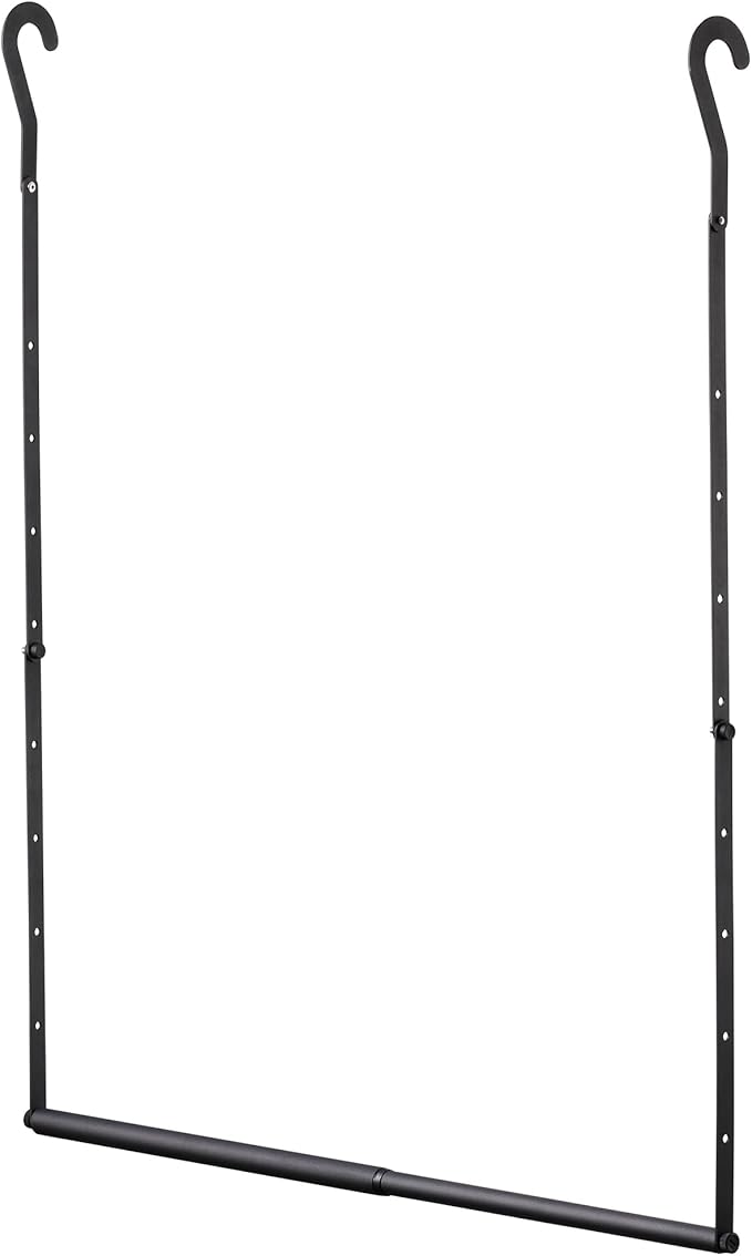 Closet Rod Extenders - Black Adjustable Closet Hanging Rod, Width & Height Expandable Clothes Rod, Space-Saving Closet Organi