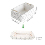 Decorative Collapsible Rectangular Fabric Storage Bin Organizer Basket with Wooden Handles for Clothes Storage,15.4x10.6x5.1 