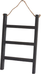 Joy Choice Farmhouse Style 16" Wood Blanket Ladder - 3-Tier Wall Hanging Rack for Living Room, Kitchen, Bathroom (Black)