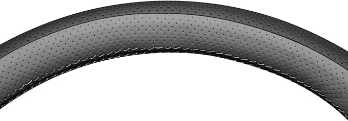 MEWANT Hand Stitch Black Grey Artificial Leather Steering Wheel Cover for Ford F150 Lightning F350 2024 Expedition