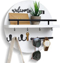 Key Holder for Wall, Key and Mail Holder Organizer with - Key Holder Wall Mount - Round Wooden Rustic Home Decor for Entryway