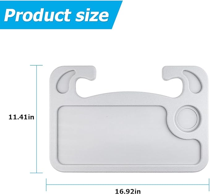 Mandark Car Steering Wheel Tray, 2 in 1 Auto Steering Wheel Desk for Eating Drinks Laptop, Multipurpose Vehicle Interior Travel Essential Table Accessories, Universal for RV, SUV, Truck (Gray)