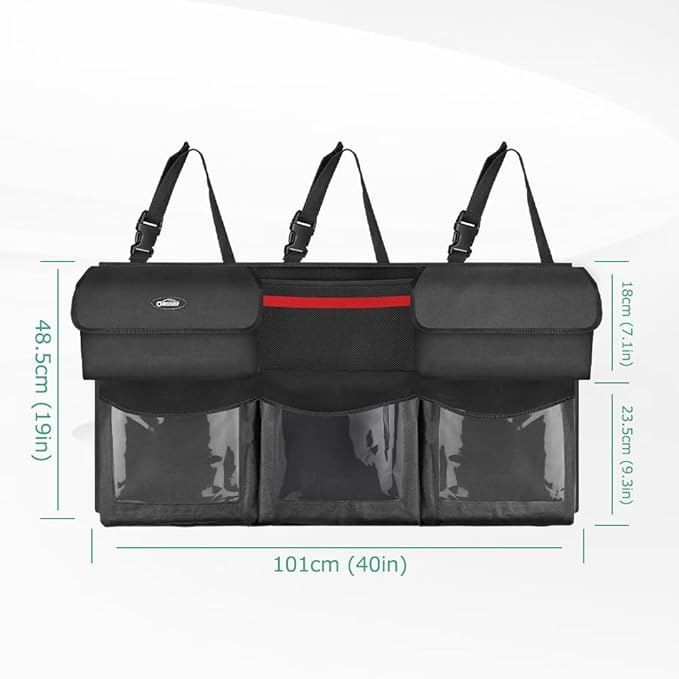 Oasser Back Seat Trunk Organizer Hanging Car Organizer Foldable Cargo Storage with 6 Large Pockets 3 Adjustable Straps 40x19inch