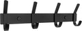 Matte Black Coat Rack Wall Mount – 12 Inch Stainless Steel Hook Rail with 4 Double Coat Hooks – Wall Mounted Entryway Organiz