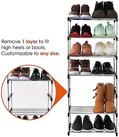 4-Tier Stackable Small Shoe Rack, Lightweight Shoe Shelf Storage Organizer for Entryway, Hallway and Closet(Black)