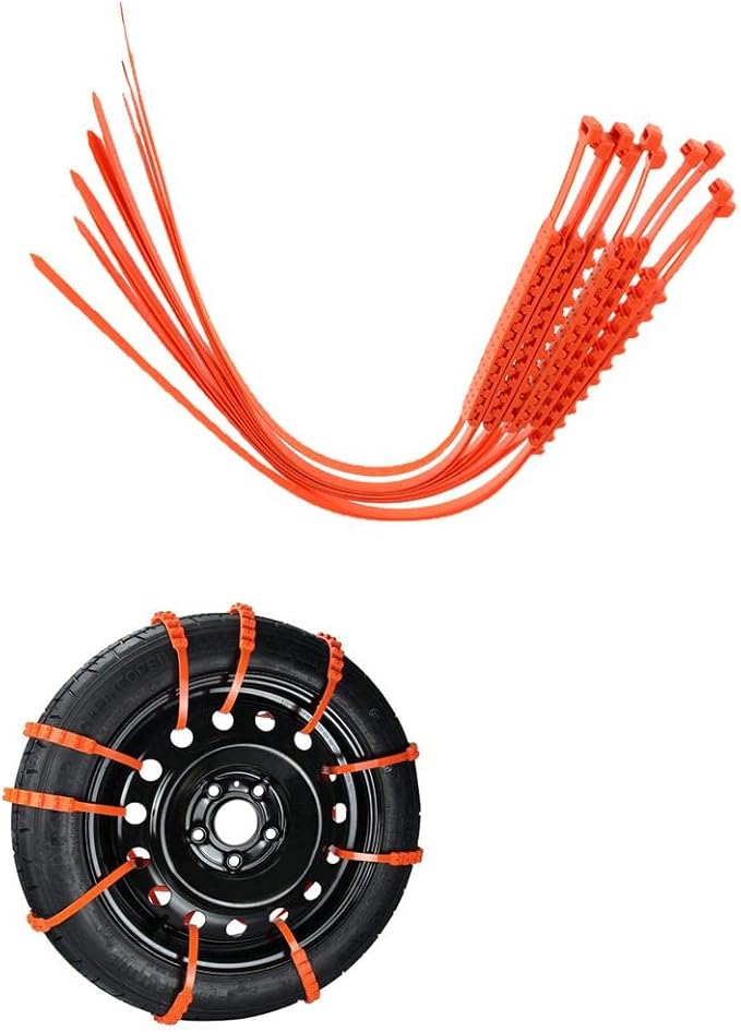 FLAMEER 10 PCS Snow Tire Chain Anti-Slip Chains for Car Truck SUV Emergency Security Winter Driving,Adjustable Zip-tie