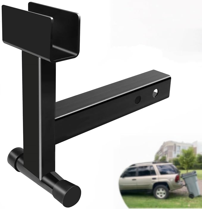2" Trash Can Hauler Hitch, Trash Can Hitch, Trash Can Hauler, Garbage Hauling Towing Hitch Attachment,Trash Tow Truck Grab Hook Receiver Fit for Lawn Mower Garden Tractors (Black)
