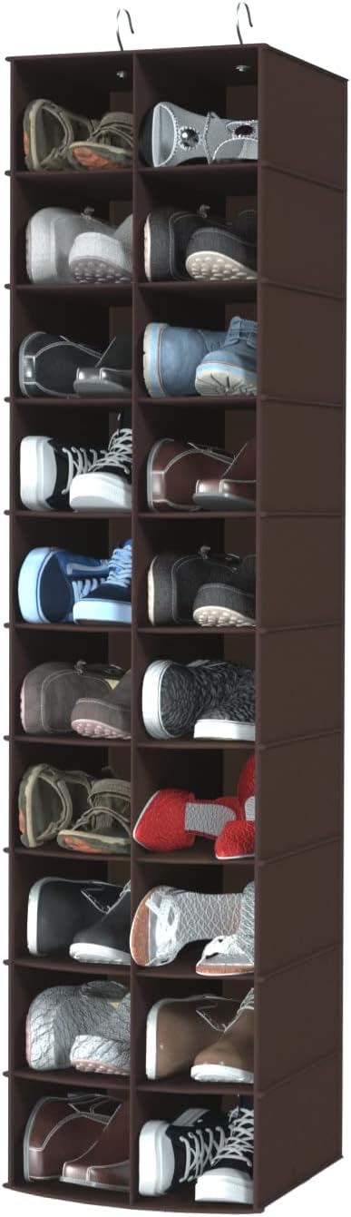 Libeder Hanging Shoe Organizer for Closet, Hanging Closet Organizers 20 Section Shoe Shelves, Space Saving Shoe Holder & Stor