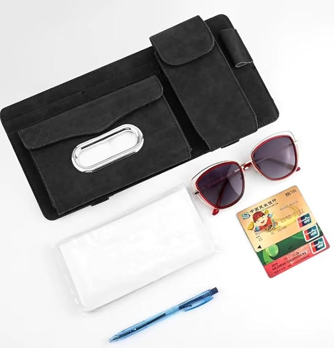 Multifunctional Car Visor Organizer (Suede leather - Black)
