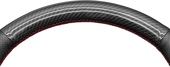 MEWANT Breathable Glossy Carbon Fiber + Black Microfiber Leather DIY Car Steering Wheel Cover for Toyota Camry 2018-2019 / Toyota Avalon 2019 / Toyota Corolla 2019-2020 / Toyota RAV4 2019