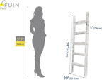 FUIN 5ft (58") Wood Blanket Ladder Living Room Decorative Wall Leaning Farmhouse Quilt Display Holder Wooden Towel Rack for B