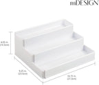 mDesign Plastic Expandable 3-Tier Shelf Rack Organizer - Storage for Bathroom Vanity, Cabinet, Cupboard, Drawer - Holds Medic