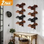 Cinati Cowboy Hat Rack, Cowboy Hat Holder Wall Mount Holds up to 4 Hats, Wooden Western Rustic Metal Cowboy Hat Hanger with A