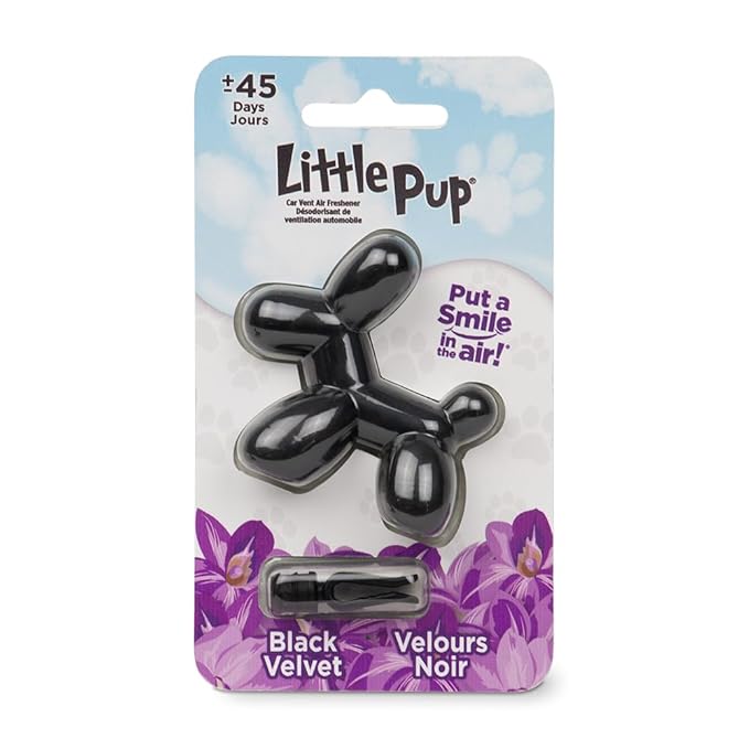 Little Pup 96605 Black Velvet Scent, Car Air Freshener, Clips to A/C Air Vent, Alcohol-Free Fragrance Oil, Non-Hazardous and 