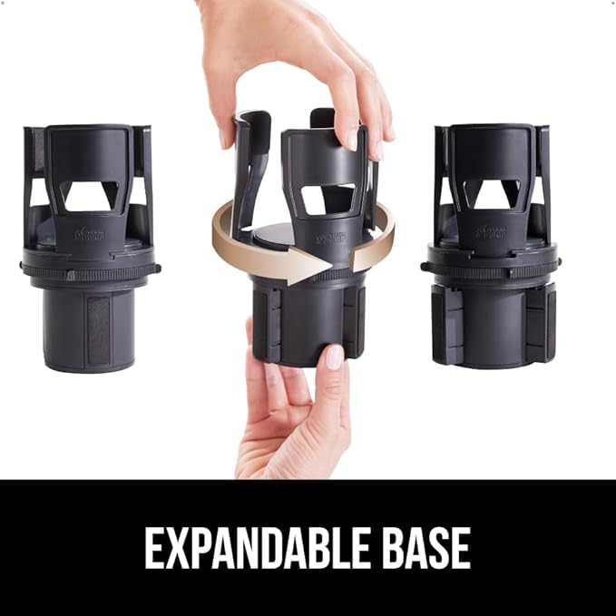 GORILLA GRIP Patent Pending Adjustable Car Cup Holder Expander, 2 PK, Keeps Water Bottle Secure, Expands to Fit 18 to 48 oz B