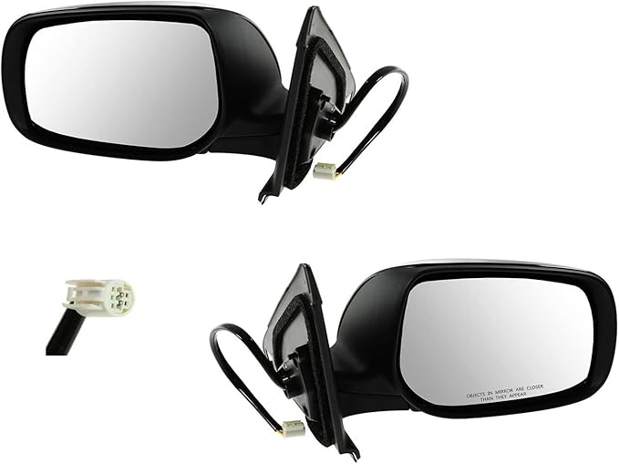 TRQ 2 Piece Driver and Passenger Side Mirror Assembly Set Electric Adjustment Non-Heated No Memory Black Compatible with 2009